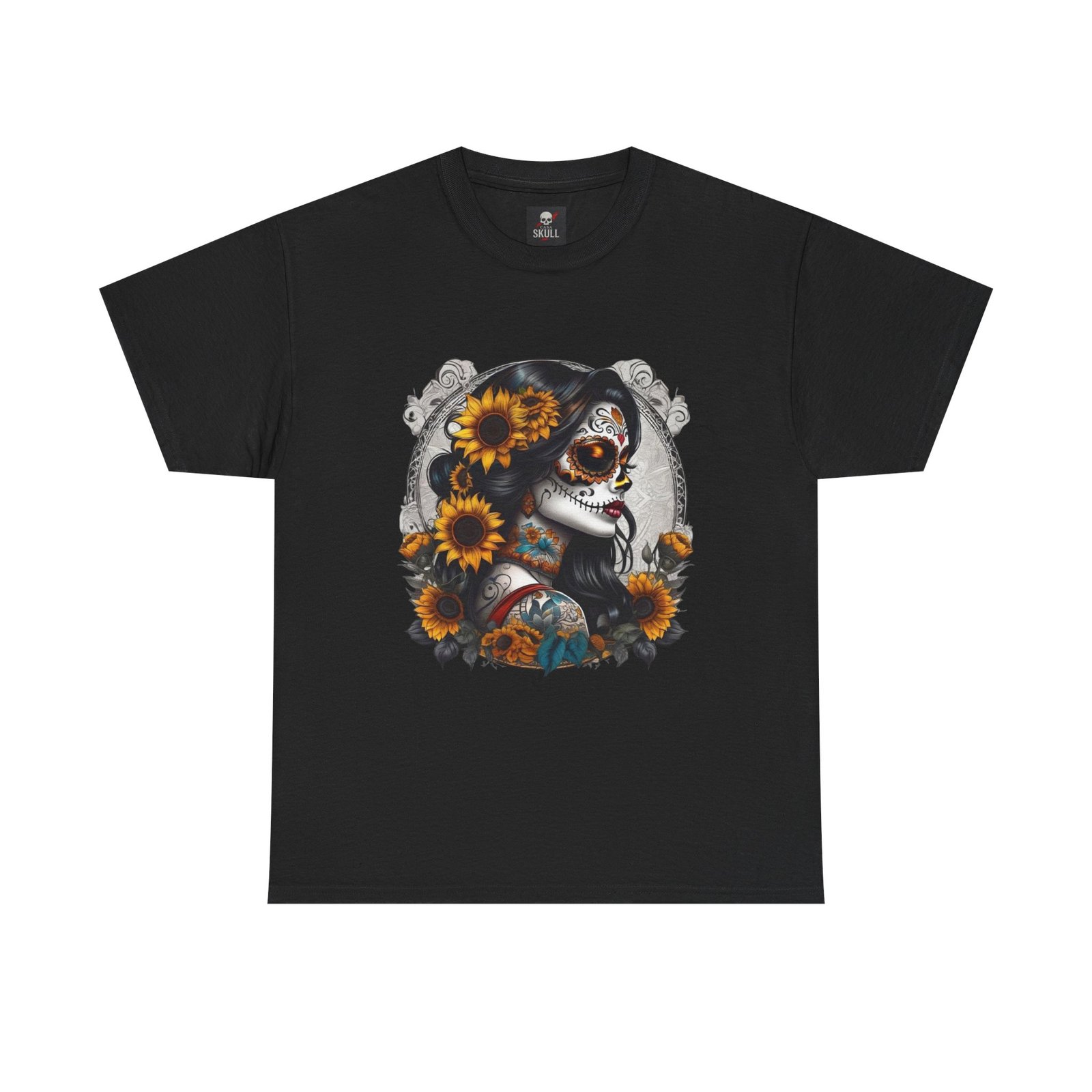 T-shirt Tête de Mort Gothique "Day of the Dead Floral" – Casa Skull 1 T-shirt Tête de Mort Gothique "Day of the Dead Floral" – Casa Skull
