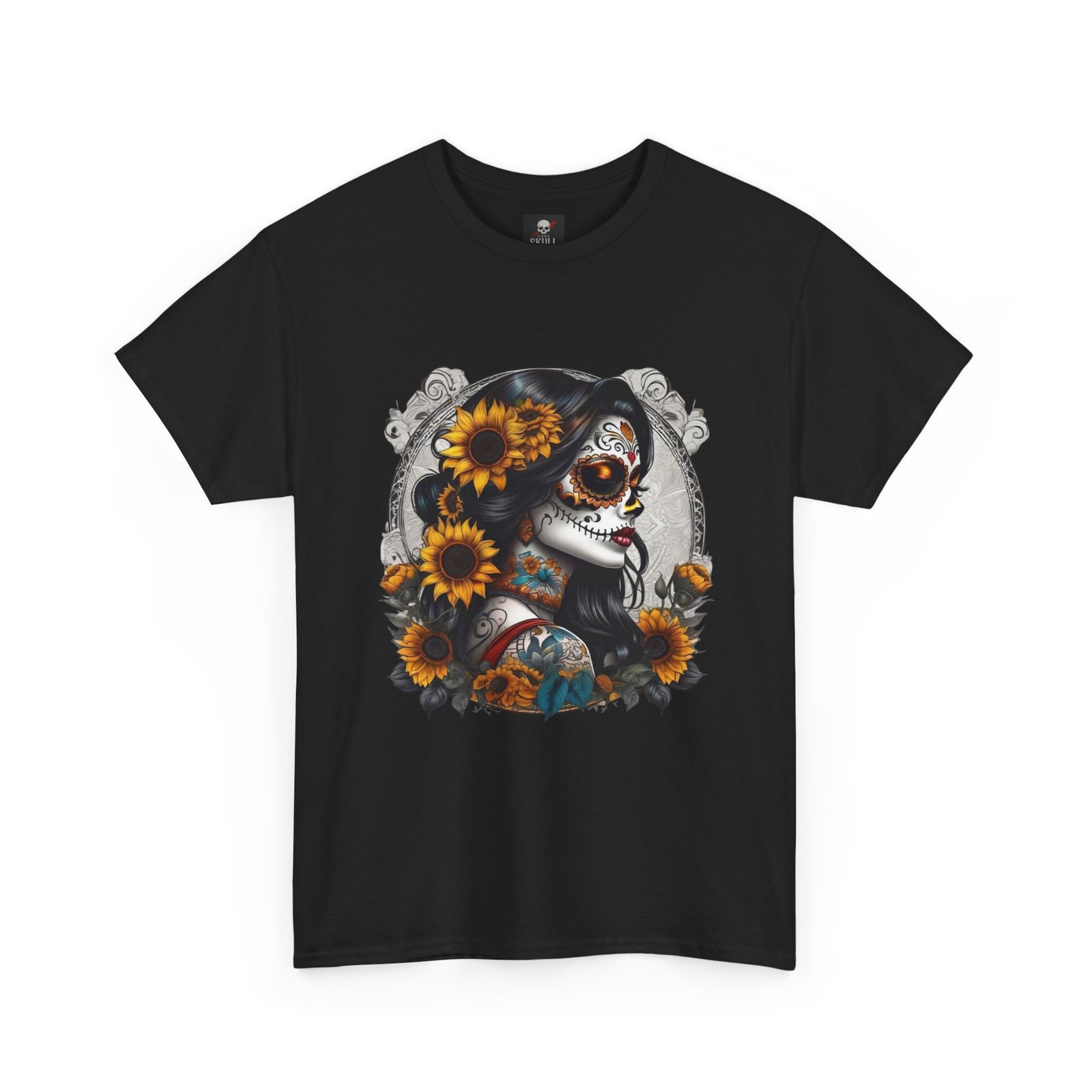 T-shirt Tête de Mort Gothique "Day of the Dead Floral" – Casa Skull 2 T-shirt Tête de Mort Gothique "Day of the Dead Floral" – Casa Skull – Image 2