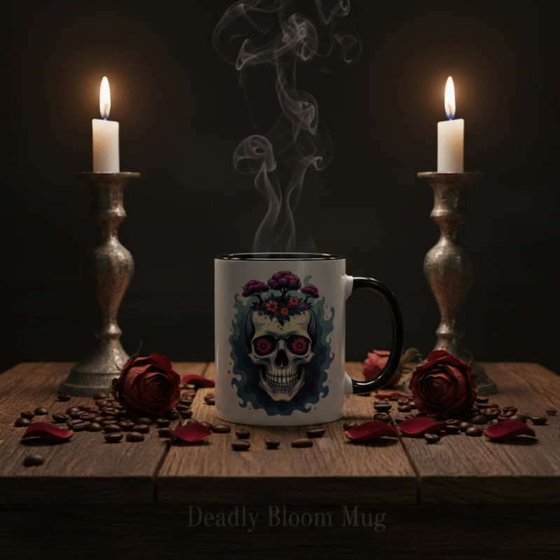 Deadly Bloom Mug – Tasse Crâne Fleuri Gothique